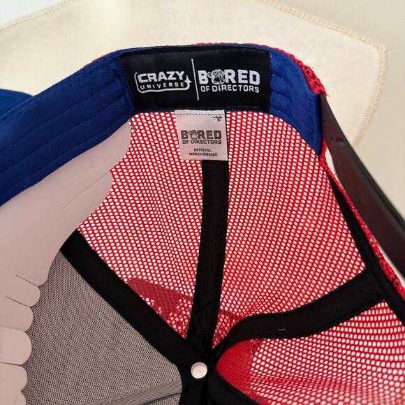 Bored Of Directors Red and Blue Trucker Hat with Graphic Patch OS NWT - Picture 4 of 6